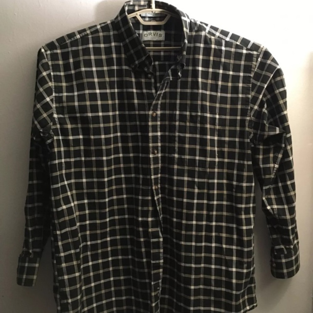 Orvis Men's Shirt Size XL Multicolor Button Down Plaid 100% Cotton Long Sleeve